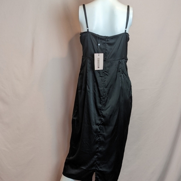 Missguided Lace Insert Black Satin Midaxi Dress size 10 - Picture 3 of 5